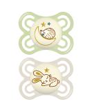 MAM Perfect Night Baby Pacifier 2 Pack - Glows in the Dark - Patented Nipple - 0-6 Months - Unisex - 2 Count - Buy Online on GoSupps.com
