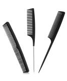 Sularpek 3 Piece Fine Tooth Carbon Fibre Tail Comb Set - Hairdressing & Styling Comb for Women and Men - Anti Static & Heat Resistant - Teasing Hair Comb - Buy Online on GoSupps.com