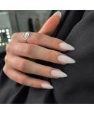 JUSTOTRY 24 Pcs Gradient White Almond Short False Nails Solid Press on Nails Pattern Glossy Milky Fake Nails Short French Oval Medium Stick on Nails for Women and Teens Nails Art 05 Milky &solid2 - Buy Online on GoSupps.com