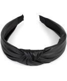 styleBREAKER ladies headband with knot in faux leather look retro style hairband headband 04026046 color: black - Buy Online on GoSupps.com