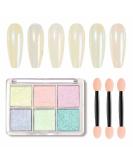 GZMAYUEN Mermaid Chrome Nail Powder Aurora Powder Mirror Effect Pigment Powder 6 Colors Iridescent Mica Pearl Glitters for Nails Nail Art Decoration with 3 Sponge Brushes 01 - Buy Online on GoSupps.com