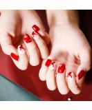 Brishow Christmas Artificial Nails - 24 Pieces Festive Press-On Short Red Nails with Moose & Snow Design for Women & Girls - Buy Online on GoSupps.com