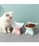 Navaris Raised Ceramic Cat Bowls (Set of 2) - Elevated Food and Water Bowl Pack for Cats - Cute Kitty Shaped Dishes with Ears - Dishwasher Safe - Green/Peach - Buy Online on GoSupps.com