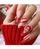 Vatocu Christmas False Nails - Short Red Press on Nails with Snowflakes, Elk, and Snowman Design - 24pcs Set for Women and Girls - Buy Online on GoSupps.com