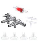 Pawfly 2-Way Aquarium Air Flow Control Valve Distributor - Multi-Port T-Shape & Straight Connector with 1 Check Valve & 4 Suction Cup Clips for Fish Tanks - Buy Online on GoSupps.com