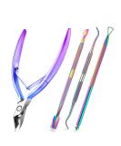 4-Piece Cuticle Slide Set & Nail Shaver - Stainless Steel Nail Skin Remover Tools for Manicure & Pedicure - Colorful Gradient Design - Buy Online on GoSupps.com