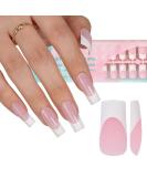 Misssix French Gel Nail Tips - 240Pcs Long Square Pink Press-On Nails | Pre-Designed No Filing Required | Nail Art DIY - 15 Sizes Available - Buy Online on GoSupps.com