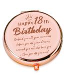 LRUIOMVE 18th Birthday Rose Gold Compact Mirror for Girls - Perfect Gift for Sister, Daughter, Niece - Inspirational Graduation Present for 18 Year Old Girl - Buy Online on GoSupps.com