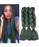 Dark Green Jumbo Braids Hair Extension - 3pcs 24inch 100g/pc for Box Braiding - Buy Online on GoSupps.com