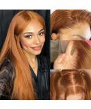 Ginger Brown Lace Front Human Hair Wig 20 Inch - 150% Density Straight Ginger Blonde Wig with HD Lace Frontal & Baby Hair - Brazilian Hair Pre Plucked for Natural Look - Buy Online on GoSupps.com