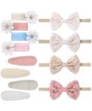 Beautiful 12-Part Baby Girl Headband Set - Cute Hair Accessories for Newborns & Toddlers | Embroidered Clips & Elastic Bands - Buy Online on GoSupps.com