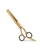 Professional Hair Thinning Scissors 6.5 - Japanese Stainless Steel Barber Shears with Detachable Finger Ring - Gold - Buy Online on GoSupps.com