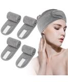 Non-Slip Adjustable Spa Headband Set for Women - 4 Gray Makeup Headbands for Shower, Facial Mask, Yoga & Sports - Buy Online on GoSupps.com