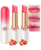 2Pcs Strawberry Tinted Lip Balms | Color Changing Lipstick Balm Stain Gift Set | Long Lasting Formula | Korean Mood Plumper Gloss | for Women and Girls | 2 Count Pack - Buy Online on GoSupps.com