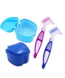 Hrasy Denture Bath Case Set - 2 Piece Soaking Container & Brushes for Effective Tooth Cleaning | International Shipping Available - Buy Online on GoSupps.com