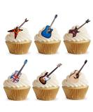 28 Stand Up Acoustic Rock Guitar Themed Edible Wafer Paper Cake Toppers Decorations - Buy Online on GoSupps.com