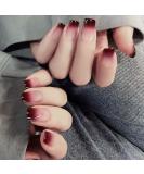 Yovic French Glossy Press on Nails Short Ombre Red - 24PCS Coffin False Nails for Women and Girls - Buy Online on GoSupps.com
