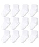 CozyWay Kids Non Slip Cotton Crew Socks - 12 Pairs, White, Size 3-5 Years, Anti-Skid Grips, Striped Design - for Toddler Boys & Girls - Buy Online on GoSupps.com