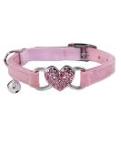 WDPAWS Heart Bling Pink Cat Collar - Adjustable Safety Belt and Bell - Ideal for Kitten Cats 8-11 inches - Buy Online on GoSupps.com