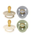 BIBS COLOUR Symmetrical 4-Pack Dummies - BPA-Free Natural Rubber Soothers for 0-6 Months - Cloud Mix - Made in Denmark - Buy Online on GoSupps.com