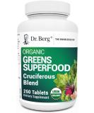 Dr. Berg's Organic Greens Superfoods Cruciferous Blend - Boost Energy, Immune System & Liver Detox - 250 Tablets - Buy Online on GoSupps.com