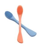 Silicone Face Mask Brush for Gentle Exfoliating & Mask Application - Orange/Dark Blue - Buy Online on GoSupps.com