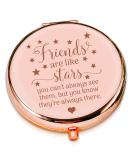 Friendship Gift: Rose Gold Engraved Travel Makeup Mirror - Friends Are Like Stars - Compact Cosmetic Mirror for Women - Ideal Birthday, Christmas or Graduation Gift - Buy Online on GoSupps.com