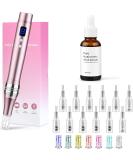 Desnill Dermapen Microneedling Pen - 0-2.5mm with LED Light & Hyaluronic Acid Serum | Anti-Aging Anti-Folds - 12 Needle Cartridges Included - Buy Online on GoSupps.com