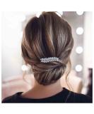 Iaceble French Rhinestone Leaf Hairclip Barrette | Sparkly Crystal Hair Accessories for Women and Girls - Silver Leaf Bridal Hair Clips - Buy Online on GoSupps.com
