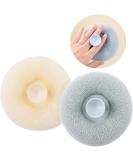 Suction Cup Bath Ball Set - Soft Sunflower Shower Sponge & Exfoliating Loofah for Body Scrub - 2 PCS in Apricot & Blue - Buy Online on GoSupps.com