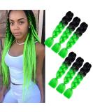 KanCalon Ombre Braids Extensions - 24 Jumbo Braiding Hair (Black Green) - 6 Pieces Afro Box Braid Crochet Hair for Inflammation | International Shipping Available - Buy Online on GoSupps.com