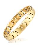 Pure Titanium Men's Magnetic Bracelet w/ Double Powerful Magnets - Gold Finish - Buy Online on GoSupps.com