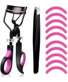 Eruinfang Eyelash Pliers & Lash Curler - Pain-Free Professional Tool for Perfectly Curved Eyelashes | Includes 10 Silicone Pads | Purple & Black - Buy Online on GoSupps.com