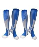 2 Pair XXL Blue Compression Socks for Women & Men 20-30mmHg Knee High Support Stockings - Cushioned Graduated Athletic Travel Socks - Buy Online on GoSupps.com