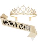 Didder Gold Birthday Crown and Rhinestone Tiara with Birthday Queen Sash Set - Party Accessories for Women and Girls - Buy Online on GoSupps.com