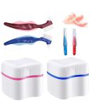 2 dentures case denture box 4 piece denture brush set denture container denture care set prosthesis tooth dental false teeth storage box denture case with denture cleaning brush - Buy Online on GoSupps.com