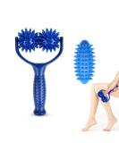 Premium Blue Massage Ball & Roller with Handles - Self-Massage for Foot Leg & Back Relief - Buy Online on GoSupps.com