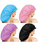 Jumbo Shower Caps Set - Waterproof Extra Large Caps for Women & Girls (Black/Blue/Pink/Purple) - Blank Pattern Design - Buy Online on GoSupps.com