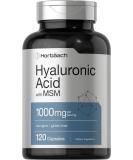 Hyaluronic Acid with MSM | 1000 mg | 120 Capsules | Non-GMO and Gluten Free Supplement | Bioavailable Formula | by Horbaach - Buy Online on GoSupps.com