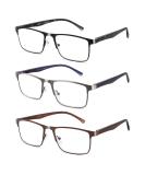 CRGATV 3-Pack Blue Light Filtering Reading Glasses for Men - Metal Readers Anti UV/Glare (+1.25 Magnification) - 3 Pack Mix Colors - Buy Online on GoSupps.com