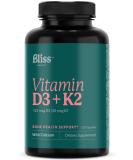Bliss Serenity Vitamin D3 K2 5000 IU with MK-7 - 120 Vegcaps - Ultimate Absorption Formula - Buy Online on GoSupps.com