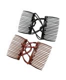 2 Pcs Plastic Double Hair Combs Adjustable Elastic Hair Comb Easy Hair Bun Comb Stretchy Double Comb Hair Clip for Curly Thick Wavy Hair - Buy Online on GoSupps.com