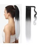 Tess Ombre Ponytail Extension 60cm | Dark Brown to Silver Gray Braid - 90g Smooth Long Hair Extensions - Buy Online on GoSupps.com