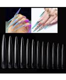 MWoot 120 Extra Long Stiletto False Nail Tips - Sharp End DIY Fingernails 12 Sizes Clear - Perfect for Nail Studios - Buy Online on GoSupps.com