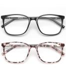 Gaoye 2 Pack Blue Light Blocking Glasses - Computer Gaming Fake Eyeglasses | Anti UV Ray | Spring Hinge | Light Black & Leopard Clear | Women/Men - Buy Online on GoSupps.com