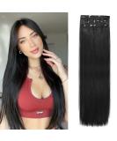 DOCUTE Natural Black Clip in Hair Extensions - 26 Inch Full Head Long Straight Clip Ins for Black Women - Double Weft Thick Hair Classic Pieces - Buy Online on GoSupps.com