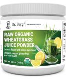 Dr. Berg's Raw Wheatgrass Juice Powder - USDA Certified Organic 60 Servings - Chlorophyll, Trace Minerals, & Enzymes - Lemon flavor with Stevia - 5.3 oz - Buy Online on GoSupps.com