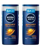Nivea Men Sport Shower Gel 250ml - pH-Friendly Care Vitalizing Fragrance 2-Pack for Body Face & Hair - New Version - Buy Online on GoSupps.com