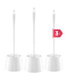 JIGA 3 Pack Toilet Brush Set with Holder - Bathroom Stiff Bristles Scrub Brush White - Buy Online on GoSupps.com