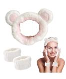 Women's Makeup and Skincare Headband with Matching Wristbands - White Bear Ears - Buy Online on GoSupps.com